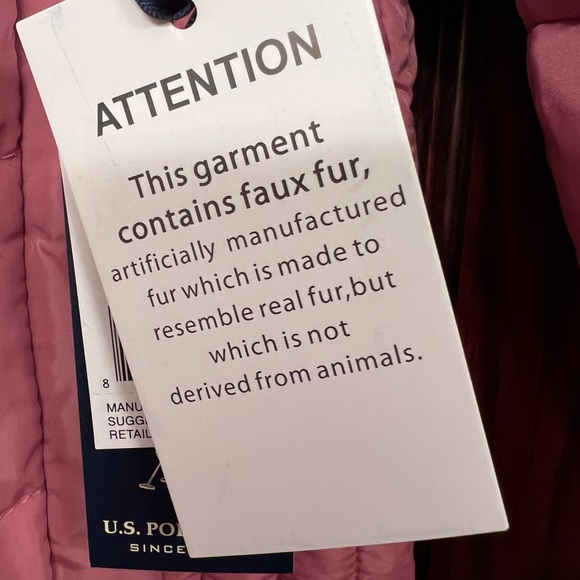 NEW - HOODED JACKET with FAUX FUR - U. S. POLO ASS’N - SIZE L - BRAND NEW W/TAGS - Picture 6 of 6